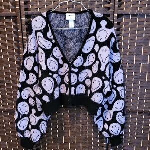 Smiley X H & M Black and Light Pink Smiley Cardigan